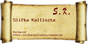 Slifka Kalliszta névjegykártya